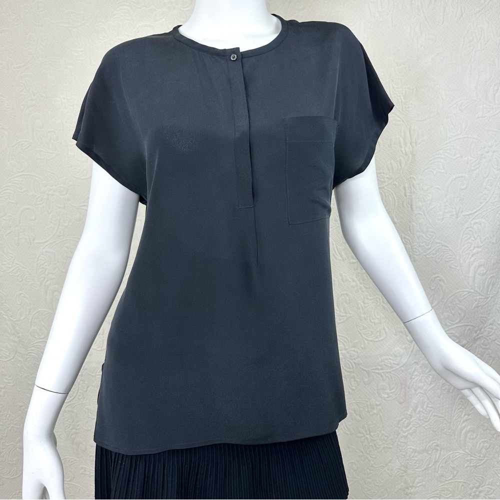 Madewell 100% Silk Black Catchpoint Tee A3430